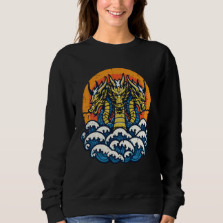 3 Headed Dragon Japanese Waves Retro Anime Men Wom Sweatshirt