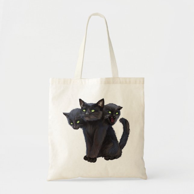 3 headed kitty tote bag (Front)