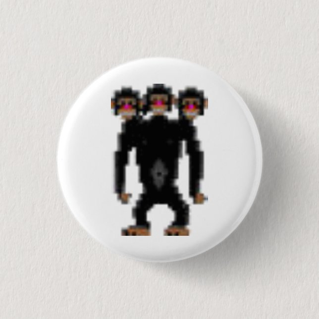 3-headed-monkey pinback button (Front)
