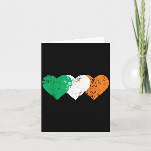 3 Hearts Ireland Flag St. Patricks Day Irish Flags Card (Front)
