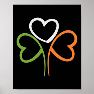 3 Hearts Shamrock Ireland Flag St Patrick's Day Me Poster