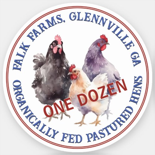 3 Hens ORGANICALLY FED Pastured Egg Carton Logo Sticker