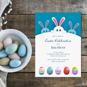 3 hiding bunnies party invitation easter card