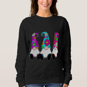 3 Hippie Gnomes Daisy Flower Hat Retro Peace Groov Sweatshirt