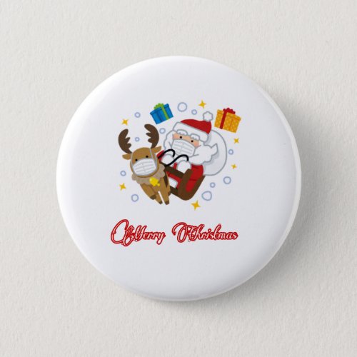 3Ho Ho Ho Santa claus laugh face merry Christmas Button