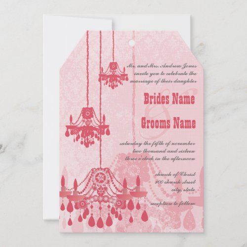 3 Honeysuckle Chandeliers Damask Wedding Invites