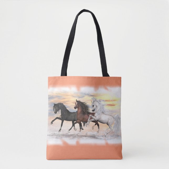 3 Horses All-Over-Print Tote Bag, You Customize (Front)