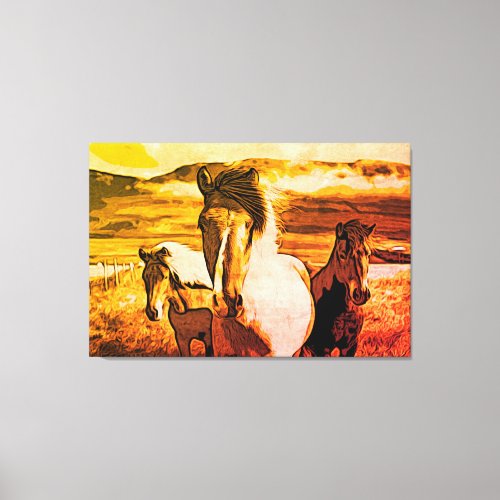  3 Horses AR22 Wild Mustangs Mountains Equine Canvas Print