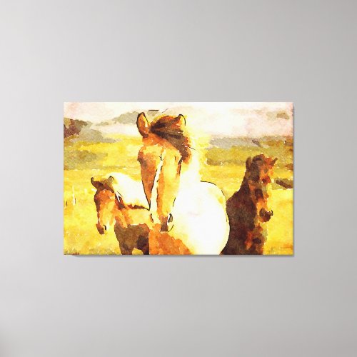  3 Horses _ Mustangs Mountains AR22 Equine Art Canvas Print