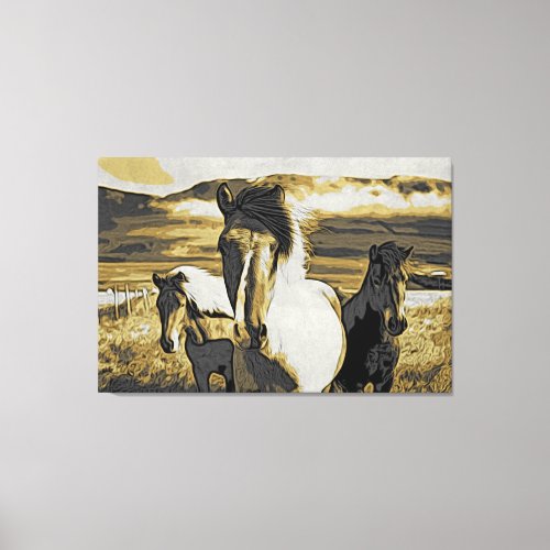  3 Horses _ Wild Mustangs Mountains Equine AR22 Canvas Print