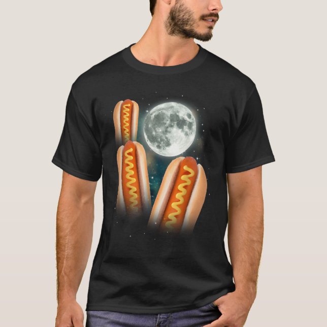 3 Hotdogs Howling At The Moon Unhinged Wieners  T-Shirt (Front)