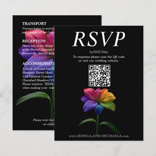 🌈3‑in‑1 Digital RSVP + Details + Adults‑Only Card (Front/Back)