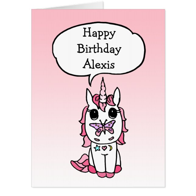 3 in 1 Unicorn Birthday Room Bedroom Sign Card (Front)