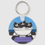 3 In The Tub - Cat Keychain at Zazzle