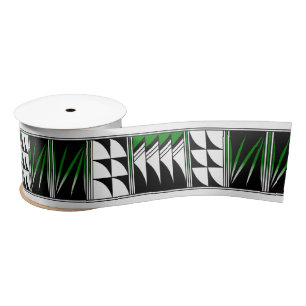 3 Inch Blessed Feathers in Green Satin Ribbon