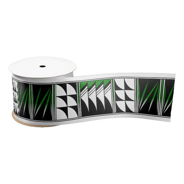 3 Inch Blessed Feathers in Green Satin Ribbon (Spool)