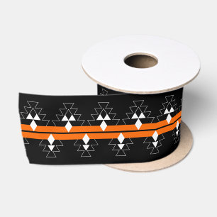 3 Inch Native Woven Stories - Orange - Satin Ribbon