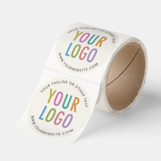 3 Inch Round Stickers Custom Business Logo Ecru
