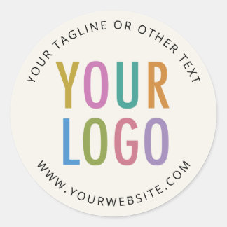 3 Inch Round Stickers Custom Business Logo Ecru