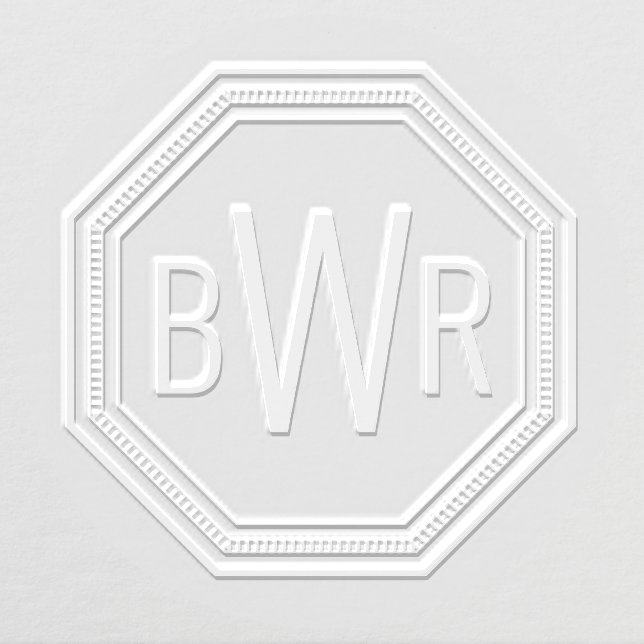 3 Initial Letter Monogram #1 Octagonal Frame Embosser (Design)