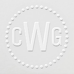  3 Initial Letter Monogram #1 Round Dotted Frame Embosser