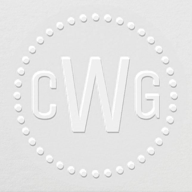  3 Initial Letter Monogram #1 Round Dotted Frame Embosser (Design)