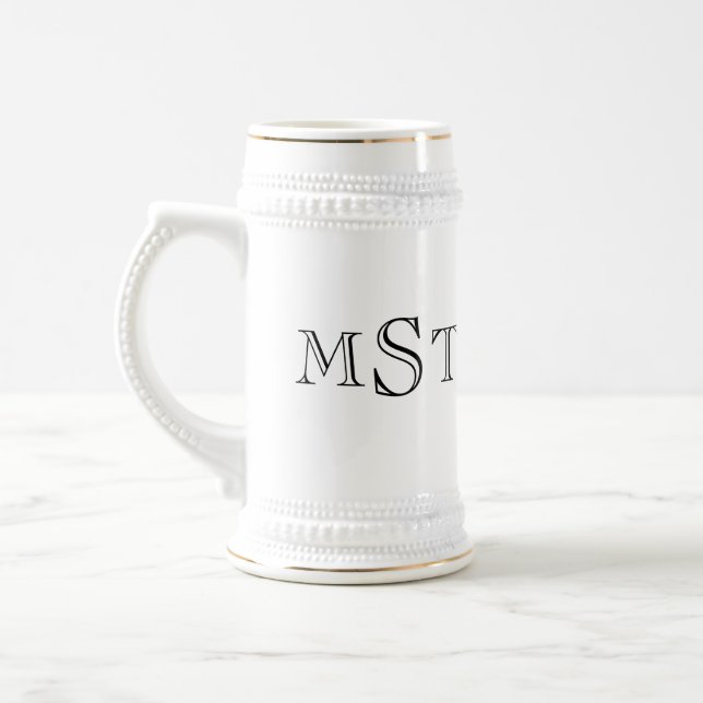 3 initial letter monogram bachelor beer stein mug (Left)