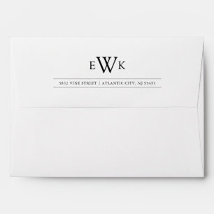 3 Initial Monogram 5 x 7 Return Address Envelope
