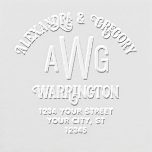 3 Initial Monogram Couple Name Return Address Embosser