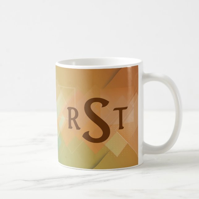 3 Initial Monogram Letter Green to Brown Graduated Coffee Mug (Right)