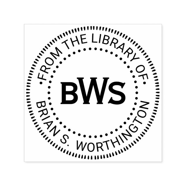 3 Initial Monogram Library Book Name #93 Self-inking Stamp (Design)