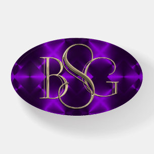 3 Initial Monogram Violet Purple Background Paperweight