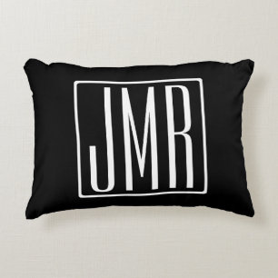 3 Initials Monogram Black & White (or diy color) Accent Pillow