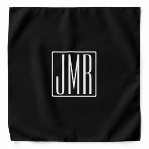 3 Initials Monogram Black & White (or diy color) Bandana