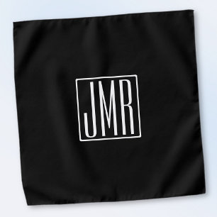 3 Initials Monogram   Black & White (or diy color) Bandana