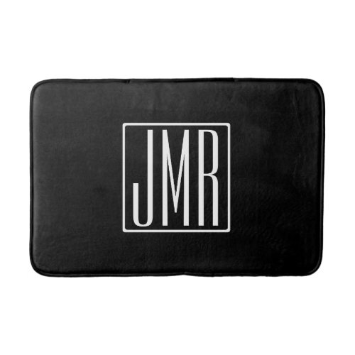 3 Initials Monogram  Black  White or diy color Bath Mat