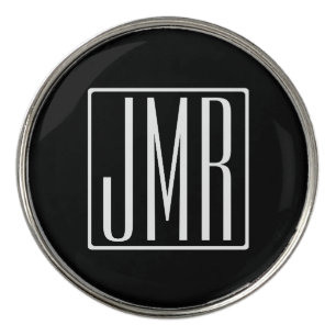 3 Initials Monogram Black & White (or diy color) Golf Ball Marker