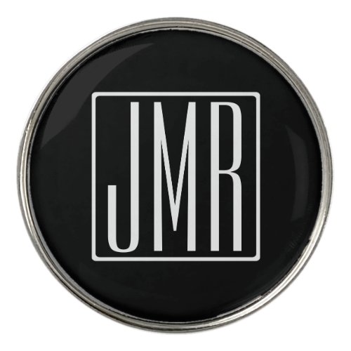 3 Initials Monogram  Black  White or diy color Golf Ball Marker