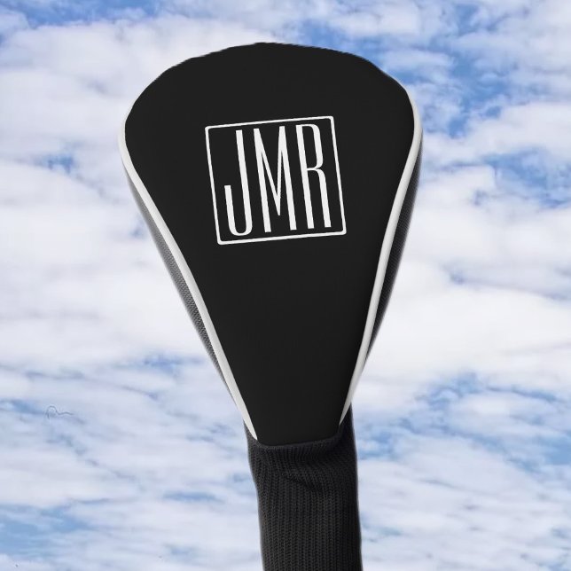 3 Initials Monogram | Black & White (or diy color) Golf Head Cover (Creator Uploaded)