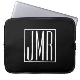 3 Initials Monogram | Black &amp; White (or diy color) Laptop Sleeve
