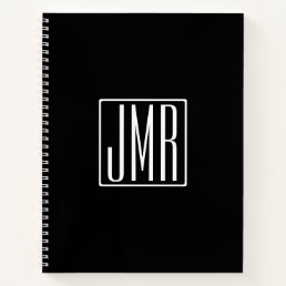 3 Initials Monogram | Black &amp; White (or diy color) Notebook