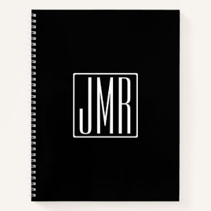 3 Initials Monogram Black & White (or diy color) Notebook