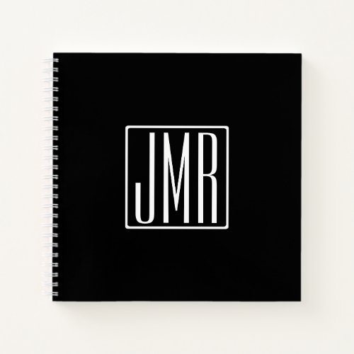 3 Initials Monogram  Black  White or diy color Notebook