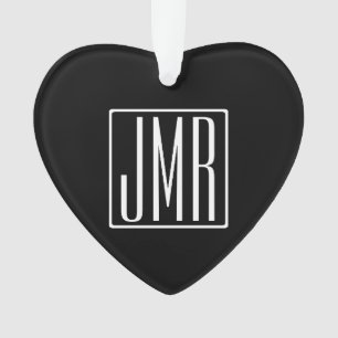 3 Initials Monogram Black & White (or diy color) Ornament