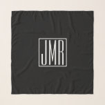 3 Initials Monogram | Black & White (or diy color) Scarf<br><div class="desc">Your three initials monogrammed.</div>