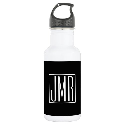 3 Initials Monogram  Black  White or diy color Stainless Steel Water Bottle