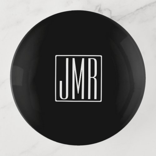 3 Initials Monogram  Black  White or diy color Trinket Tray