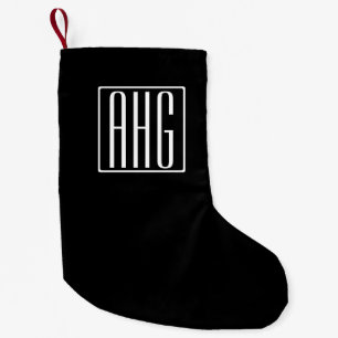 3 Initials Monogram   Black & White Small Christmas Stocking