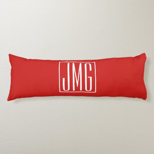 3 Initials Monogram  Red  White or diy color Body Pillow