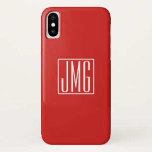3 Initials Monogram   Red & White (or diy color) iPhone X Case
